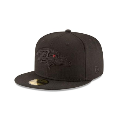 Baltimore Ravens Gorra | New Era NFL Black On Black 59fifty Fitted Cap Mexico - Negros